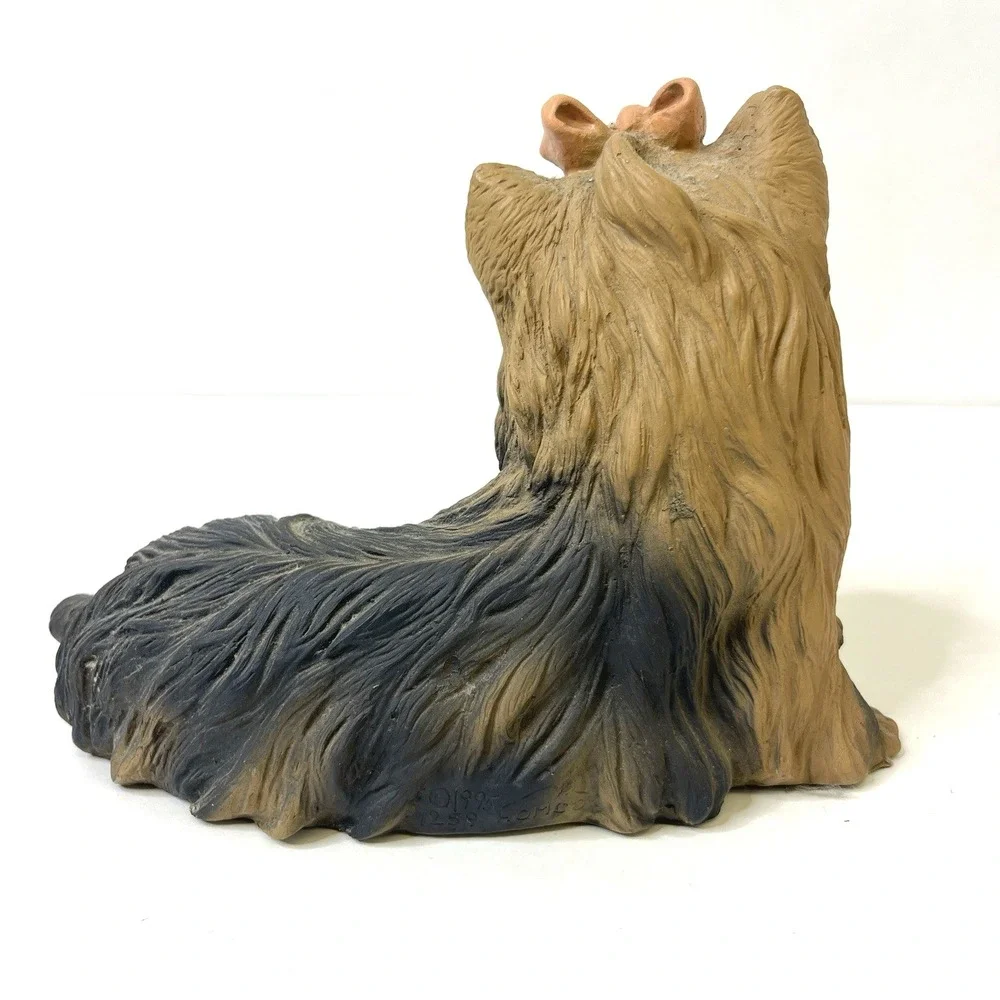 Vintage 1993 Yorkshire Terrier Homco Resin Dog Figurine Yorkie Pink Bow 8x4x6 2#